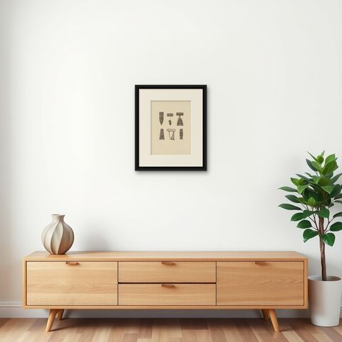 Antique Print of a Sword Belt with Decorations by Hefner-Alteneck '1890', shown framed on a wall