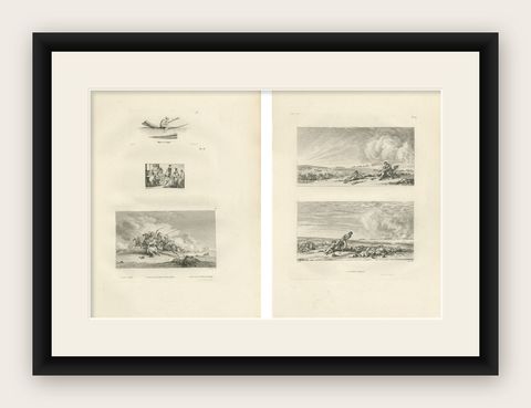 Napoleon’s Egyptian Campaign Battle Scenes, Denon Voyage Egypt Engravings 1802, shown framed