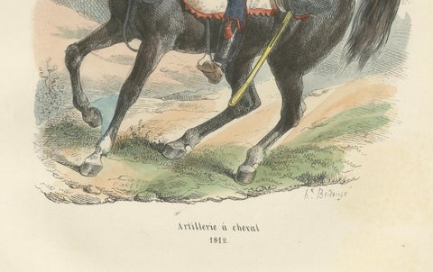 Napoleonic Horse Artillery, French Empire Uniform Plate, Paris 1843, close-up 1