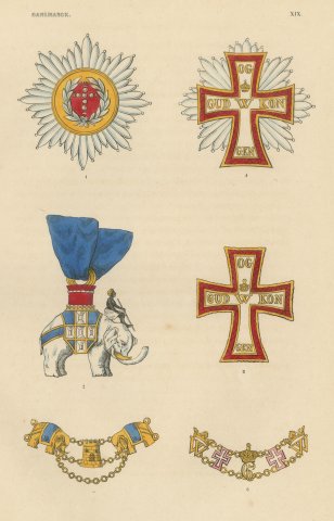 Orders of Denmark, Order of the Elephant and Dannebrog, Plate XIX, 1844