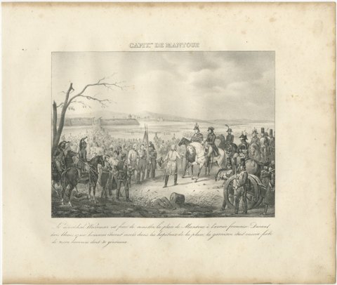 The Capitulation of Mantua, Marshal Wurmser, Antique Madou Lithograph, 1827, view 2