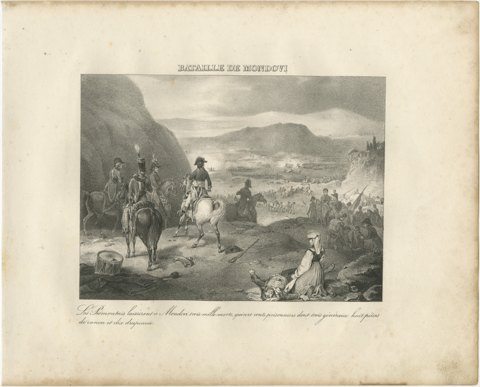 Battle of Mondovi, Piedmont Routed, Antique Madou Lithograph, 1827, view 2