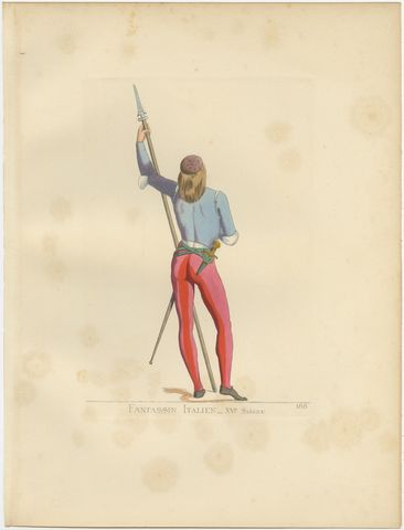 Antique Print of an Infantry Soldier, Italy, 15th Century, by Bonnard, 1860, view 2