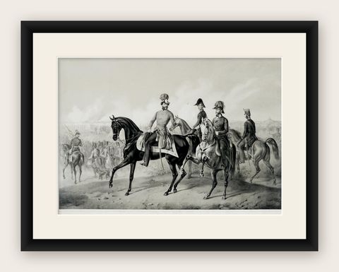 The Battle of Custoza, July 25, 1848: Commanding Officers Lead the Charge, 1850, shown framed