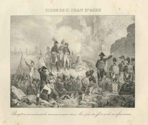 Siege of Acre, Napoleon Turns Back, Antique Madou Lithograph, 1827
