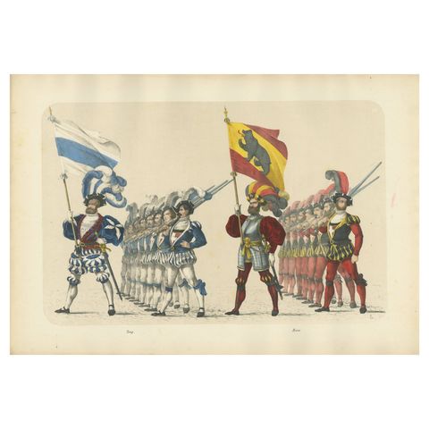 The Cantons of Zug and Bern, A Display of Swiss Military and Civic Pride, 1855