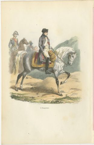 Napoleon Bonaparte on Horseback, L’Empereur, French Hand-Colored Print, 1843, view 2