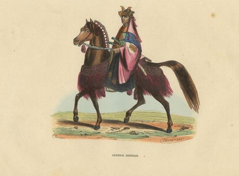 Antique Print of a Japanese General, 1843, view 2