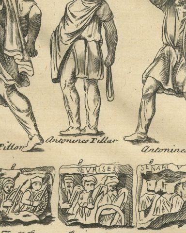 Barbarian Warriors of the Antonine Column, Helmets and Gems, 1722, close-up 1