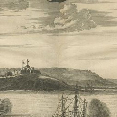 Antique Print of a Fort on the Gold Coast of Africa by Dapper, c.1670, close-up 2