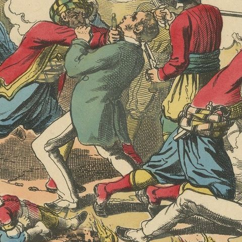 Egypt Crisis Battle Scene, Bombardment of Alexandria, Épinal, 1882, close-up 4