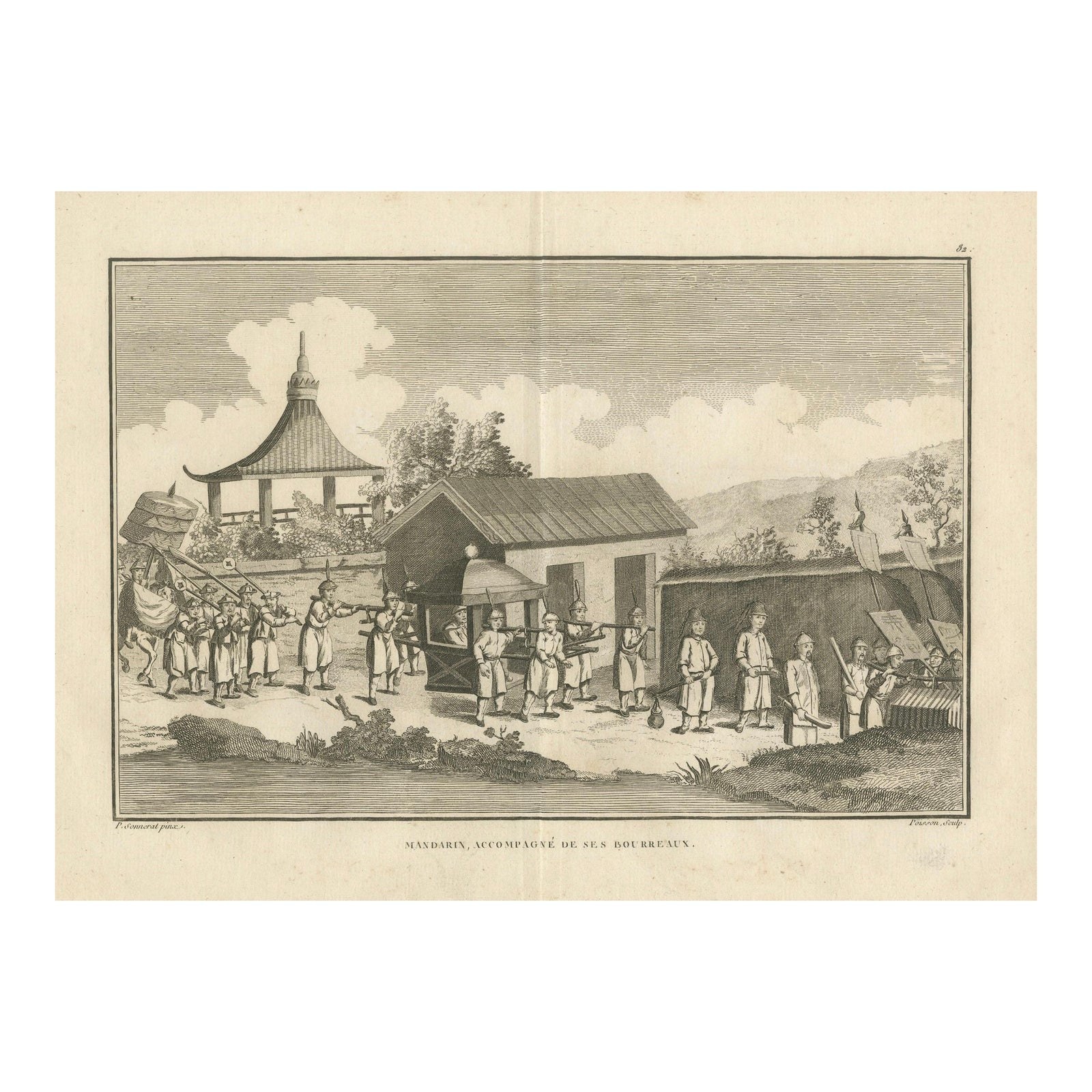 Chinese Mandarin with Retinue of Guards, Engraving after Sonnerat, 1806