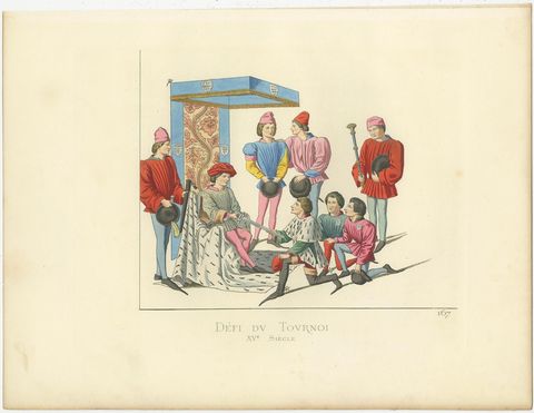 Antique Print of a Challenge at the Tournament, by Bonnard, 1860, view 2