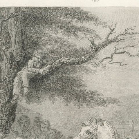 Napoleon Receives the Keys of Vienna, Antique French Engraving, circa 1840, close-up 3