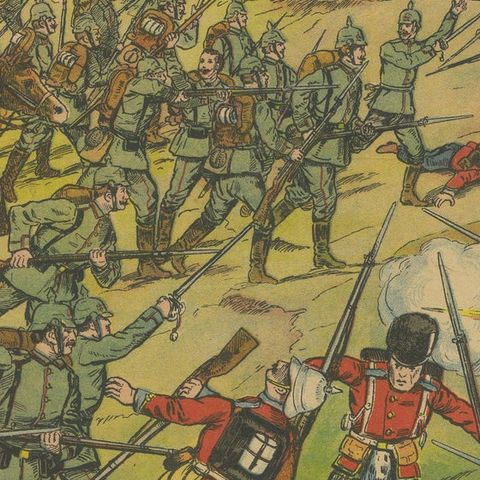 Battle of Saint-Quentin 1914, WWI German Illustrated War Print, Lithograph, close-up 4
