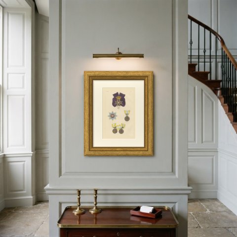Hanover, King's German Legion Medal, Plate XL, Wood Engraving, 1844, shown framed on a wall