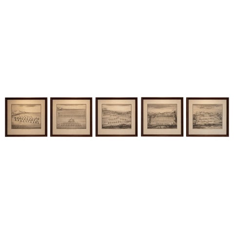 Classical Warfare & Naval Battles, Set of 5 Antique Engravings, France c.1720