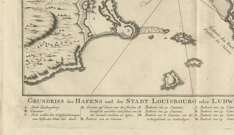Plan of Louisbourg Harbor and Fortress, Cape Breton Island, c.1756, close-up 4
