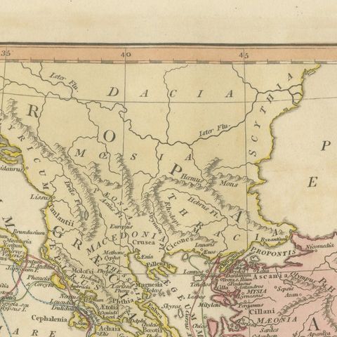Antique Trojan War Map, Bellum Trojanum Mediterranean, Wilkinson 1815, close-up 3
