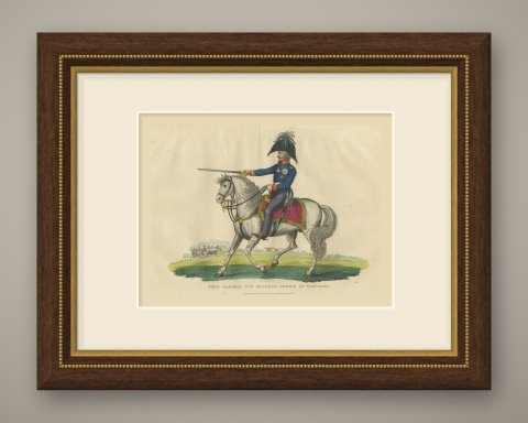 Field Marshal Blücher with Drawn Saber on a Gray Horse, 1815, shown framed