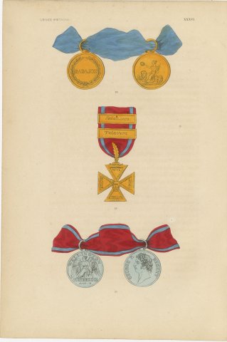 Great Britain, Waterloo and Peninsula Medals, Plate XXXVI, Wood Engraving, 1844, view 2