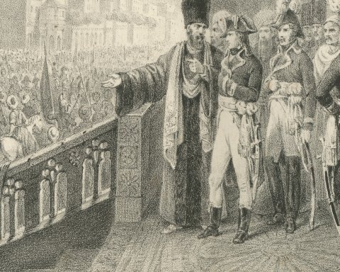 Festival of the Prophet's Birthday, Cairo, Antique Madou Lithograph, 1827, close-up 2