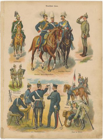 German & Austro-Hungarian Army Uniforms, Cavalry, Infantry & Officers, c.1890, view 4