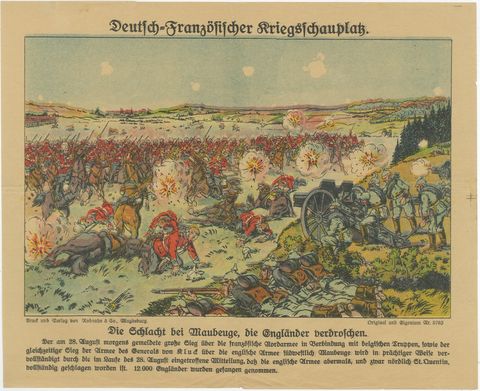 Battle of Maubeuge 1914, WWI German Illustrated War Print, Color Lithograph, view 2