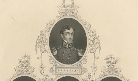 Antique British Military Portrait Print, Sikh War Generals, c.1850, close-up 2