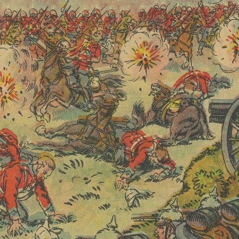Battle of Maubeuge 1914, WWI German Illustrated War Print, Color Lithograph, close-up 4