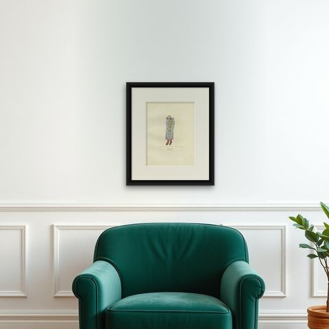 Antique Print of Oliver, a Fictional Knight, by Bonnard '1860', shown framed on a wall