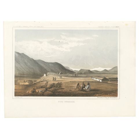 Fort Okinakane, Tinted Lithograph from the Pacific Railroad Survey, 1856