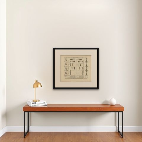 Antique Military Print of Infantry Warfare and Infantry Training, 1773, shown framed on a wall