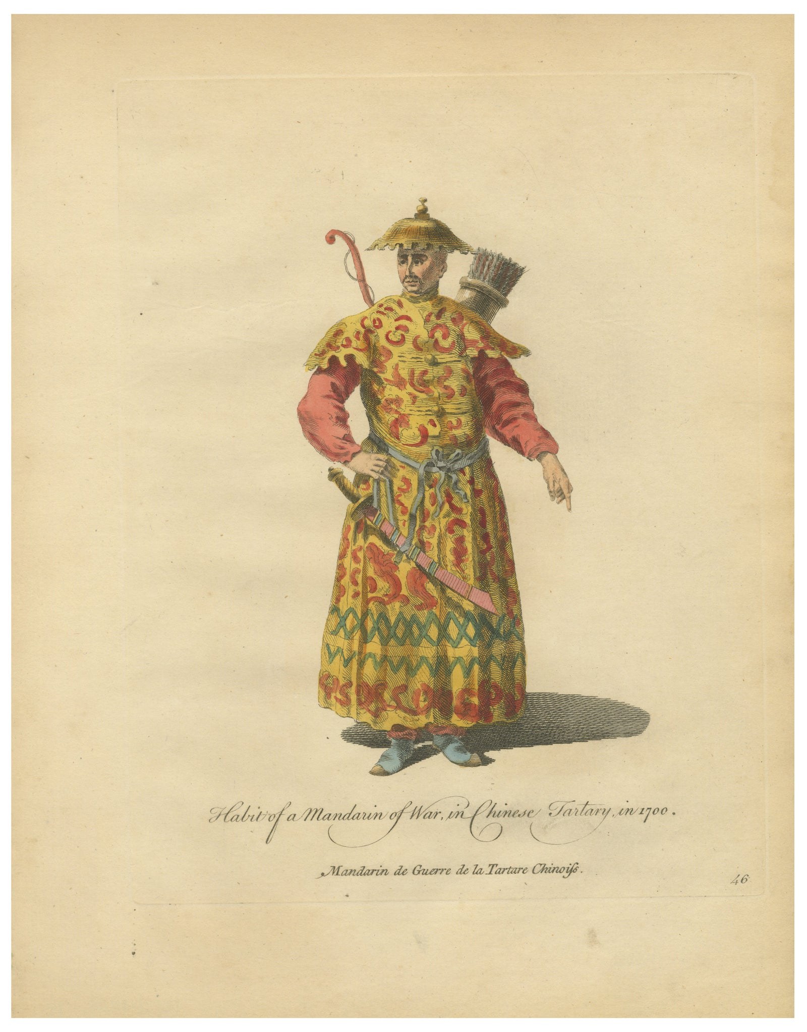 Mandarin Officer of War, Chinese Tartary, Antique Print, Jefferys, 1749