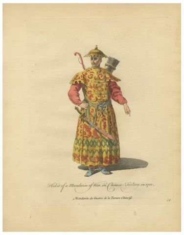 Mandarin Officer of War, Chinese Tartary, Antique Print, Jefferys, 1749