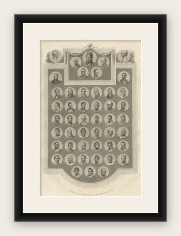 Portraits of the British and Allied Commanders at the Battle of Waterloo, 1815, shown framed