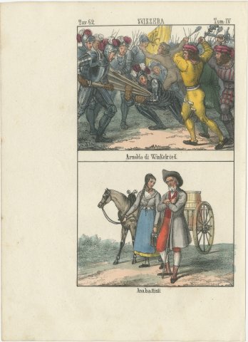 Arnold von Winkelried and the Anabaptists, Hand Colored Lithograph, 1842, view 2