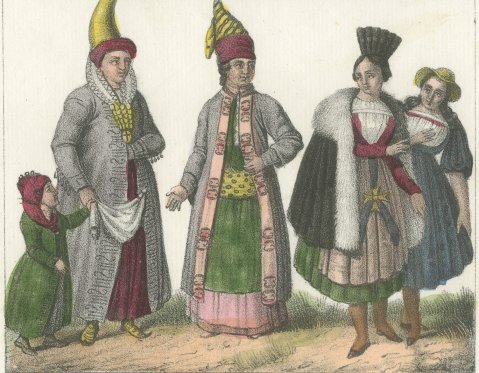 Scottish Highland Officers and Soldier with Icelandic and Danish Women, 1842, close-up 2