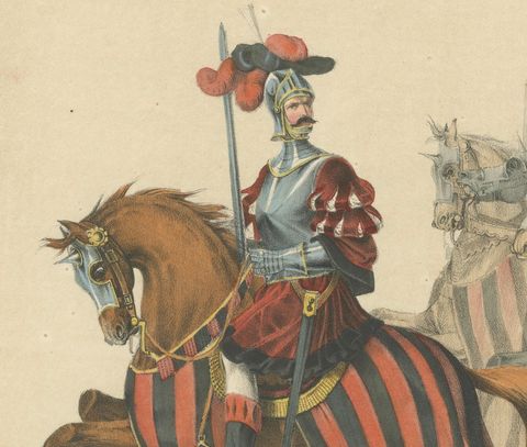 Commander with Escort, A Majestic Cavalry Procession from Bern’s 1853 Festival, close-up 1