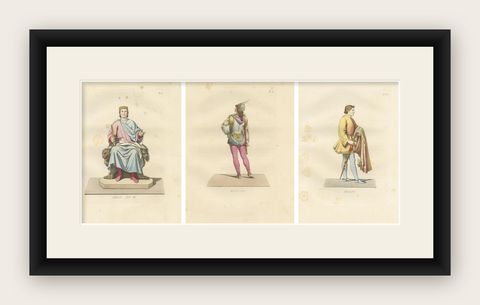Royal and Noble Costume Prints: d'Anjou, Military Attire, Young Squire, 1845, shown framed