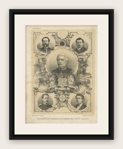 Old Portrait Dutch Officers Who Died in the Aceh War in the Dutch East Indies, shown framed