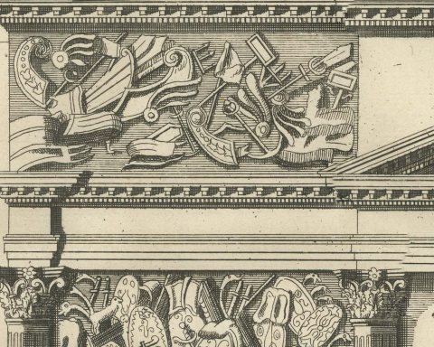 Roman Military Crowns and an Arch of Three Openings, Montfaucon, 1722, close-up 2