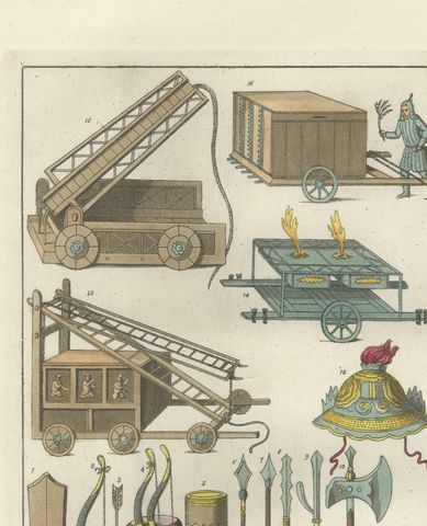 Hand-Colored Engravings of Chinese Military Equipment, Circa 1815, view 2