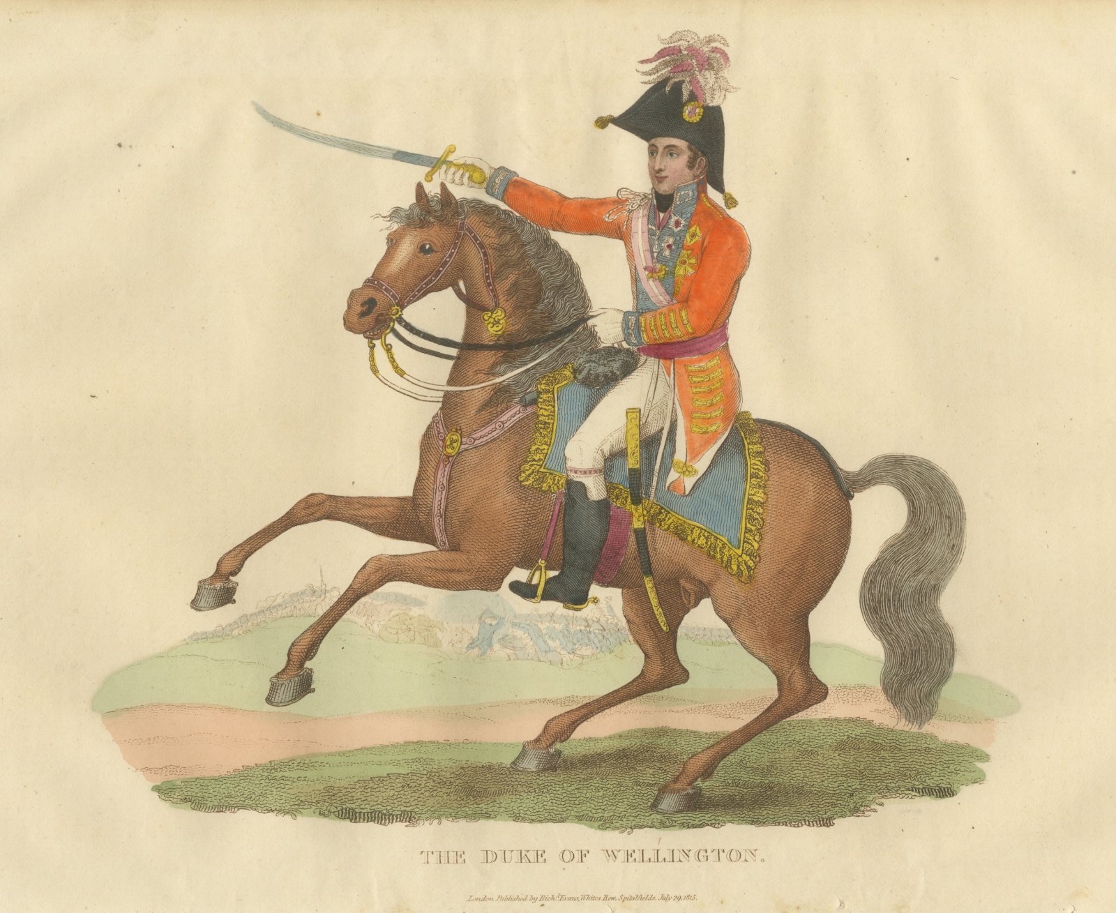 The Duke of Wellington on a Rearing Bay, Saber Raised, 1815