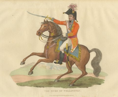 The Duke of Wellington on a Rearing Bay, Saber Raised, 1815