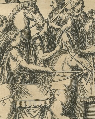 Roman Equestrian Statue and Cavalry Reliefs, Montfaucon Engraving, 1722, close-up 1