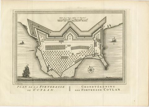 Antique Print of the Fort of Kollam, Kerala, India, view 2
