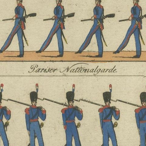 Antique Print of French Infantry Drill, Line Soldiers & National Guard, c.1800, close-up 4
