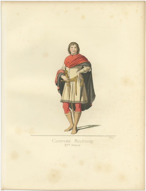 Antique Print of a Military Costume, 15th Century by Bonnard, 1860, view 4