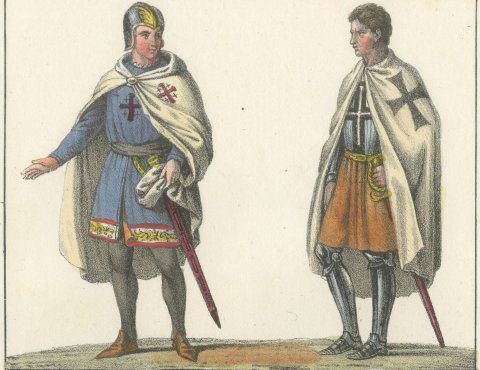 Knights of the Holy Sepulchre, Teutonic Order and Templars, Lithograph, 1842, close-up 1